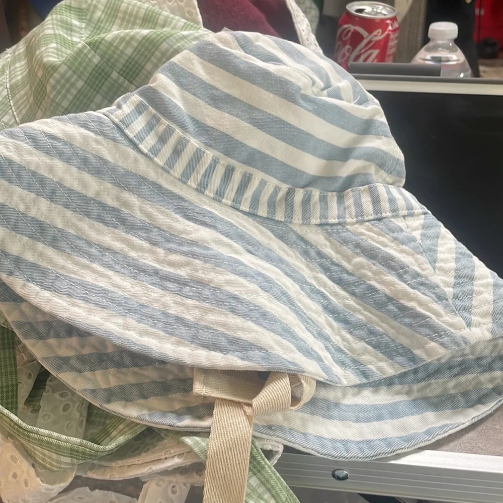 Cotton On Sasha wide brim sun hat blue and white